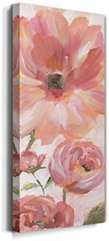 Renditions Gallery Canvas Floral Wall Art Modern Paintings & Prints Decorations Pink Blooming Flowers Romantic Glam Vibrant Wall Hanging Artwork for Bedroom Office Kitchen - 8"x16" LT43