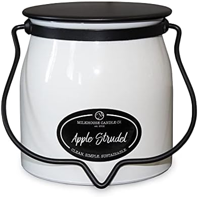 Milkhouse Apple Strudel Scented Soy Candle, 16 oz Butter Jar, 65+ Hr Burn