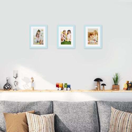 Picrit 5x7 Picture Frame Set of 12, Modern Gallery Wall Frames, Blue