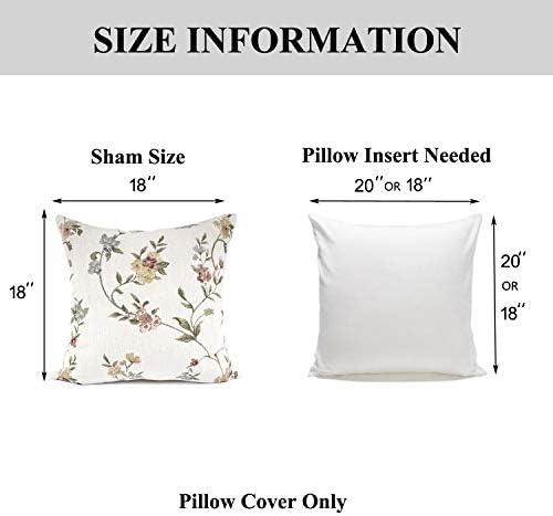 YOUR SMILE Embroidery Jacquard White Floral Leaf Pattern Square Decorative Throw Pillow Case Cushion Cover,18x18 inch