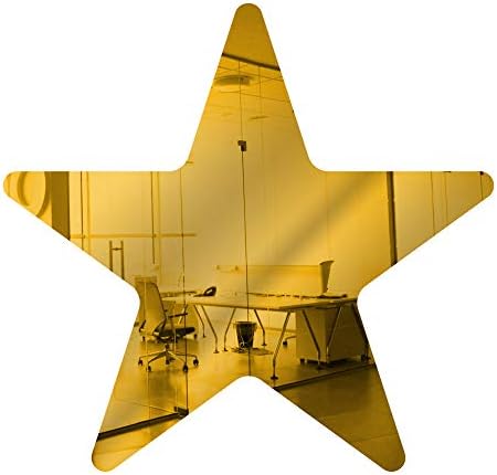 Marketing Holders Acrylic Mirror 10" Yellow Star Flat DIY Smooth Edge Plexiglass Tiles .118 3MM Thick Rounded Corners Decor for Sports Stadiums Educational Institutions Dance Studios