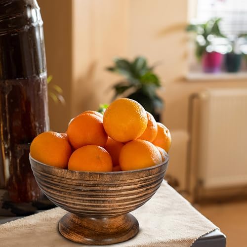 Natural Wooden Tray, Serving Bowl for Salad, Veggies and Fruits, Large Deep Tray for Family, Party (Ring Bowl)