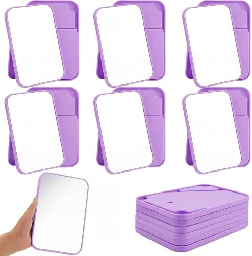 12 Pack 8x5 In Desk Makeup Mirror with Stand and Hanging Hole,Purple