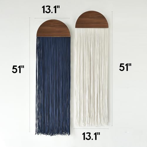 2Pcs Macrame Wall Hanging Fiber wall Art Handmade Boho Decor 13.7"W*51"L