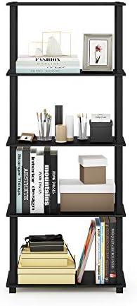 Furinno Turn-N-Tube 5-Tier Multipurpose Shelf / Display Rack / Storage Shelf / Bookshelf, Square Tubes, Americano/Black