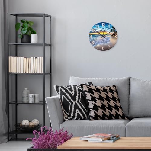 Glass Beach Wall Clock Battery Operated 20 Inch