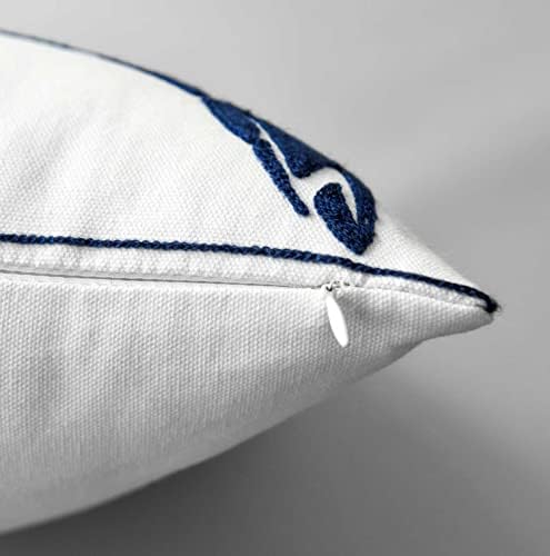 Embroidered Cute Nautical Animal Pillow Cover,Square 18 Inches Decorative Canvas Pillow Cover for Nautical Style Deco by (Navy-Sea Turtle)
