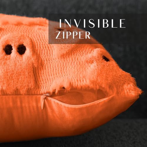 DFXSZ Halloween Pillow Covers 12x20 inch 2Pcs Orange Ghost Halloween Decor