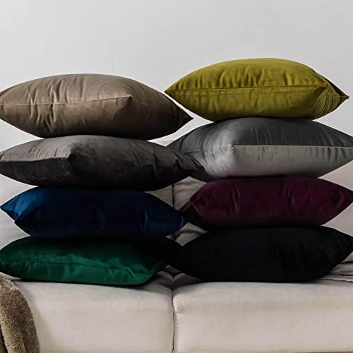 Eggplant Purple Couch Velvet Throw Pillow Covers 26x26 inch Set of 2 with Zipper Decorative Luxury Soft Solid Square Cushion Covers Case for Sofa Bed Living Room Car