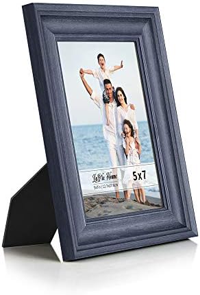 LaVie Home 5x7 Picture Frames (1 Pack, Blue) Rustic Photo Frame Set with High Definition Glass for Wall Mount & Table Top Display