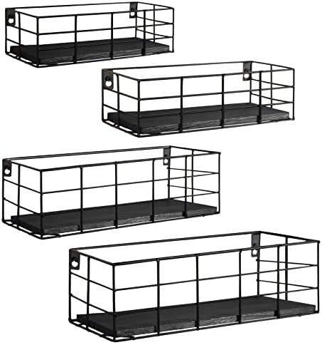 Fixwal Wire Frame Floating Shelves for Wall 4 Different Sizes, Black