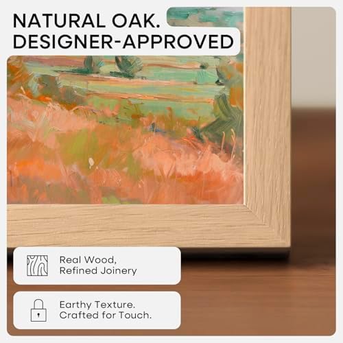 Homeforia 13.5x40 Natural Oak Frame, High-End Wood, 10x30 Mat, Glass