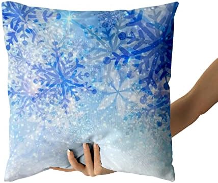 Giwawa White Blue Snowflake Pillow Cover Set of 2 Merry Christmas Snow Throw Pillowcases Winter Xmas Falling Crystal Nature Ice Cushion Covers for Sofa Bedding Car Home Couch Decor 18"x18"