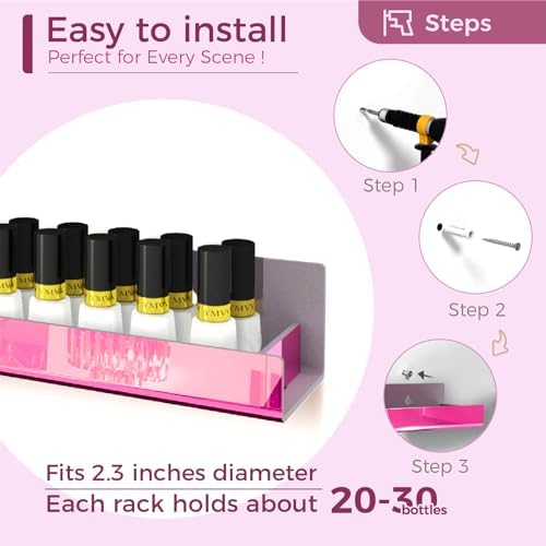 4 Pack 15 Inch Pink Reflective Acrylic Floating Wall Shelves