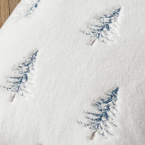 MIULEE Christmas Lumbar Faux Fur Pillow Covers 12x20 Inch White Blue
