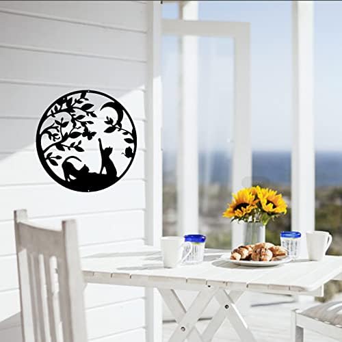 NBEADS Cats Metal Wall Art Decor, Black Wall Hanging Decor Silhouette Wall Art for Home Bedroom Living Room Bathroom Kitchen Office Garden Hotel Wall Decoration, 11-4/5" in Diameter