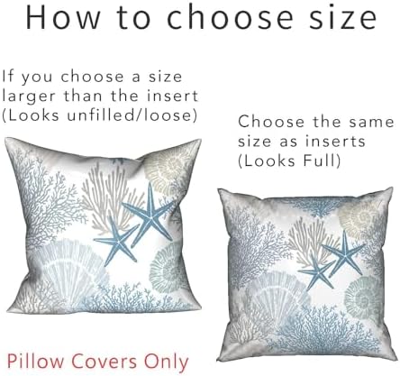 Tritard Coastal Pillow Covers Set of 2, 24x24, Blue