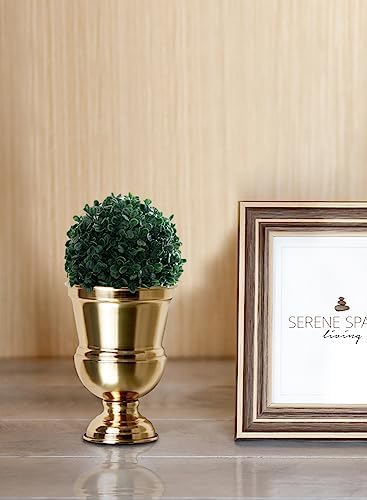 Serene Spaces Living Decorative Gold Vase Urn, Gold Vases for Centerpieces, Metal Vase Use for Home Decor, Wedding, Parties, Floral Arrangements, Measures 5.5" Diameter & 7.5" Tall