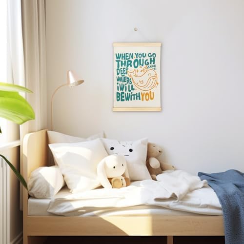 SereneHanctuary Christian Kids Wall Art,Bible Verses Ocean Wall Decor,Christian Whale Poster Hanger Frame for Nursery Room Bedroom Classroom,12X16Inches