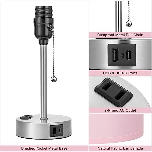 Small Bedside Table Lamp for Bedroom - Desk Lamp with USB Ports for Dorm