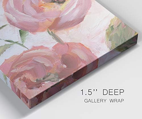 Renditions Gallery Canvas Floral Wall Art Modern Paintings & Prints Decorations Pink Blooming Flowers Romantic Glam Vibrant Wall Hanging Artwork for Bedroom Office Kitchen - 8"x16" LT43