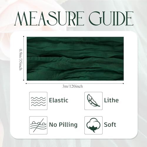 Wokceer Cheesecloth Table Runner Emerald Green 10FT Boho GauzeRunner,12Pack