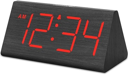 DreamSky Wooden Digital Alarm Clock for Bedrooms with Large Numbers