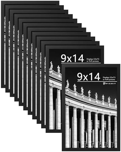 Picrit 9x14 Picture Frame Set of 12, Modern Gallery Wall Frames, Black
