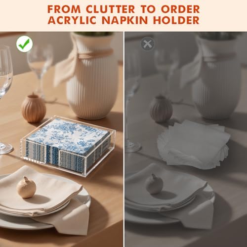 Kordory Acrylic Counter Napkin Holder for Kitchen Table, Home, Restaurant