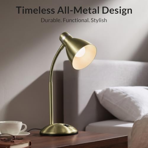 LEPOWER Metal Desk Lamp, Adjustable GooseNeck Reading Light for Bedroom