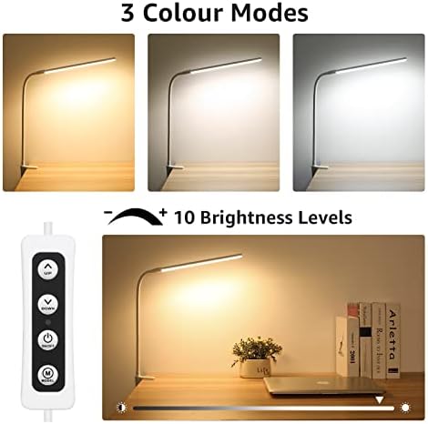 Lepro Small Desk Lamp with Clamp, LED Reading Lamps, 460LM, 5W, White
