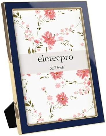eletecpro 5x7 Enamel Picture Frame with Real Glass Cover, Navy, 2-Pack
