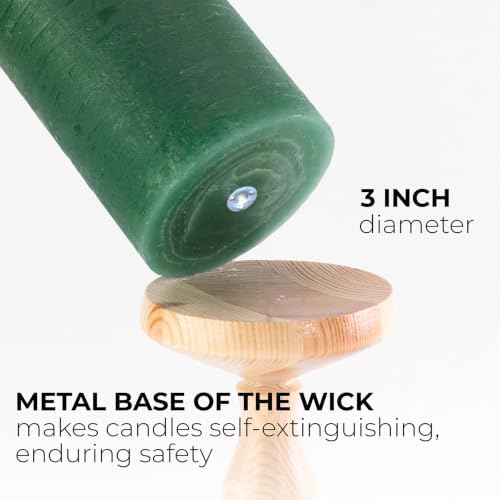 CANDWAX 3x3 Inch Grass Green Pillar Candles Set of 3 - Rustic Unscented No Drip Grass Green Candles for Special Occasions, Weddings, Centerpieces, Home Décor, Party Decorations