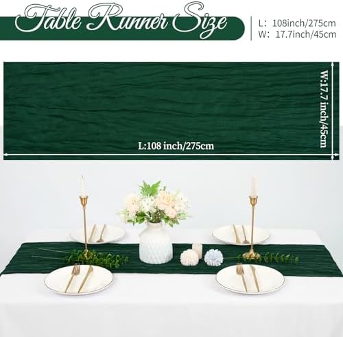 10 Pack Cheesecloth Table Runner 17 x 108 Inch, Emerald Green