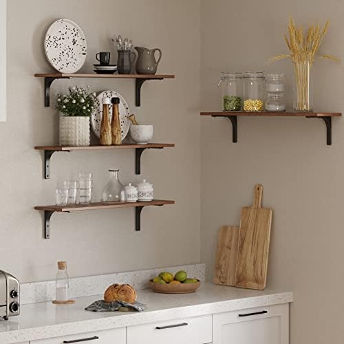 DINZI LVJ Long Wall Shelves, 23.6Inch Wooden Wall Mounted Shelves, Set of 2