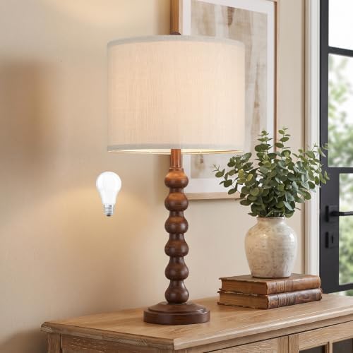 Lovlast 27" Farmhouse Modern Brown Table Lamp for Living Room Bedroom