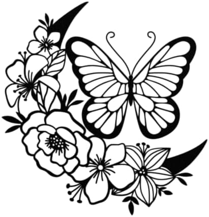 ruelen Metal Butterfly Wall Art Wall Decor,Boho Moon Butterfly Home Decor | Wall Hanging Butterflies Decor, Flower Wall Art for Home Bedroom Living Room Bathroom Garden Yard Fence
