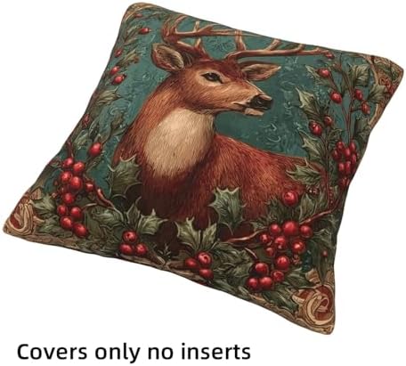 Christmas Animals Throw Pillow Covers Set of 4 Decorative Soft Double Sided Print Pillow Case Farmhouse Home Decor for Living Room Sofa Couch 18x18