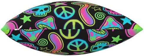 Neon Skull & Mushroom Throw Pillow Cover