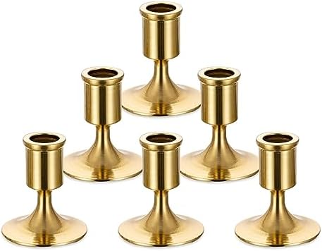 Sziqiqi Gold Candlestick Candle Holders Set of 6, for Wedding Table
