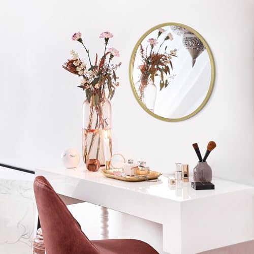 AOAOPQ Wall Mirrors Hanging Bedroom Mounted Dressing Mirror Aluminum Alloy Frame for Dining Room Entryway Hallway 16 inch Light Gold