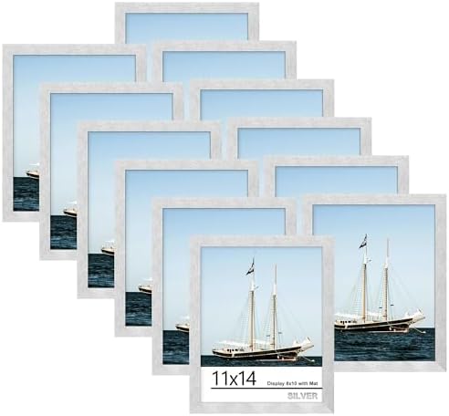 Picrit 11x14 Picture Frame Set of 12, Modern Gallery Wall Frames, Silver