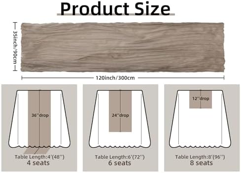 FEXIA Nude Brown Cheesecloth Table Runner Wedding Decorations Boho Decor