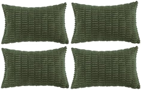 Fancy Homi 4 Packs Decorative Throw Pillow Covers for Living Room Couch Bed, Modern Farmhouse Boho Home Décor Accent Cushion Case, 20" x 12", Olive Green