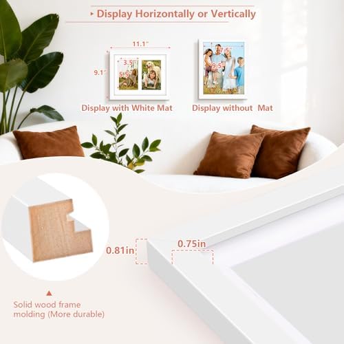 Golden State Art Collage Frame 8x10 Matted 2 4x6 Photos Wood White, 3 Pack