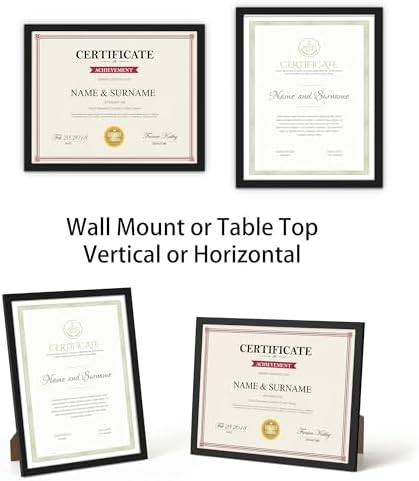 Giftgarden 8.5x11 Picture Frame Black Set of 16, Lightweight 8.5 by 11 Certificate Frames for Award Diploma Document office Wall or Tabletop Display