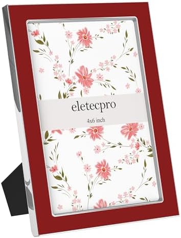 eletecpro 4x6 Enamel Picture Frame with Real Glass Cover, Red, 1-Pack