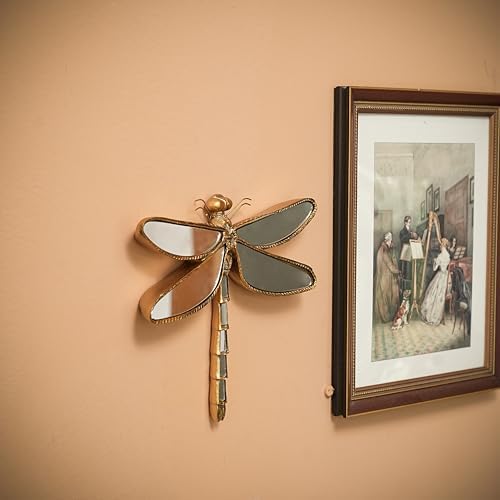 Decorative Bug and Dragonfly Mirrors - Gold Resin and Glass Wall Decor, Perfect for Victorian and European Themed Homes