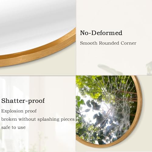 AOAOPQ Large Matte Frame Circle Mirrors Round Wall Mirror for Bathroom, Entryway, Living Room Hallway Bedroom Entryway Vanity 24 inch Gold