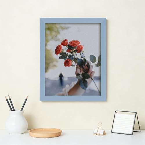 Muzilife Blue 8.5x11 Wood Picture Frame,Tempered Glass Cover, 2 Pack